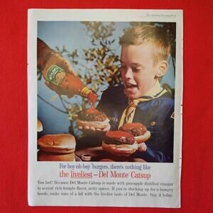 1961 Del Monte Catsup Boy Scouts Vtg‎ Magazine Print Ad Hamburger Outdoor Scene